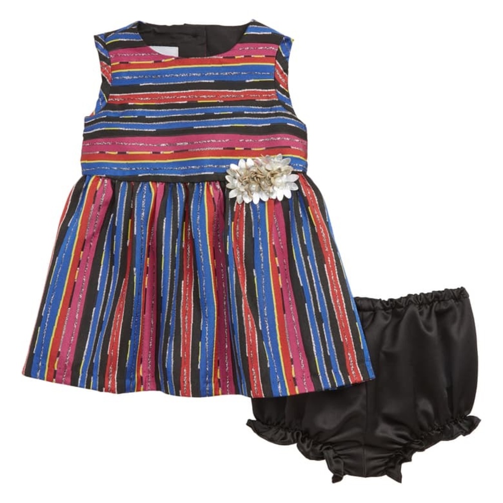 Pippa & Julie Stripe Brocade Dress